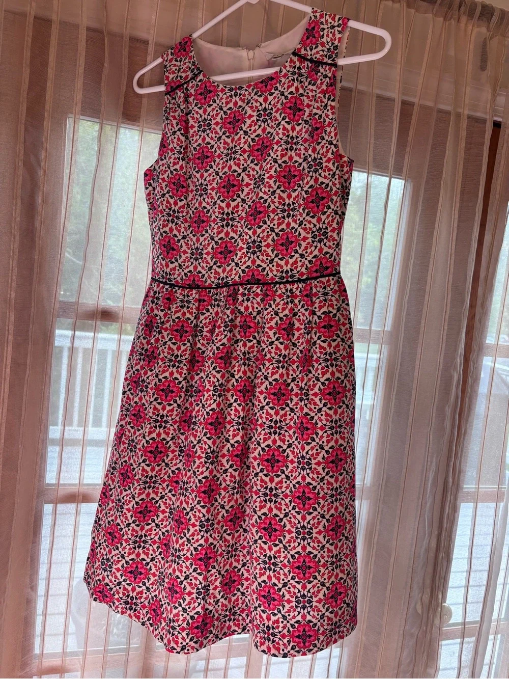 J. Crew Floral pink and navy dress size 2